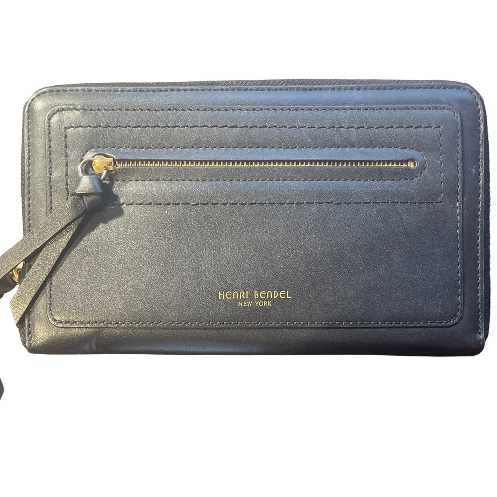 Henri Bendel Mercer Black Leather Travel Wallet